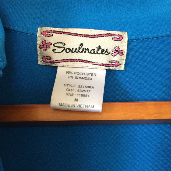 Ocean Blue Ruffle Blouse - Picture 3 of 4